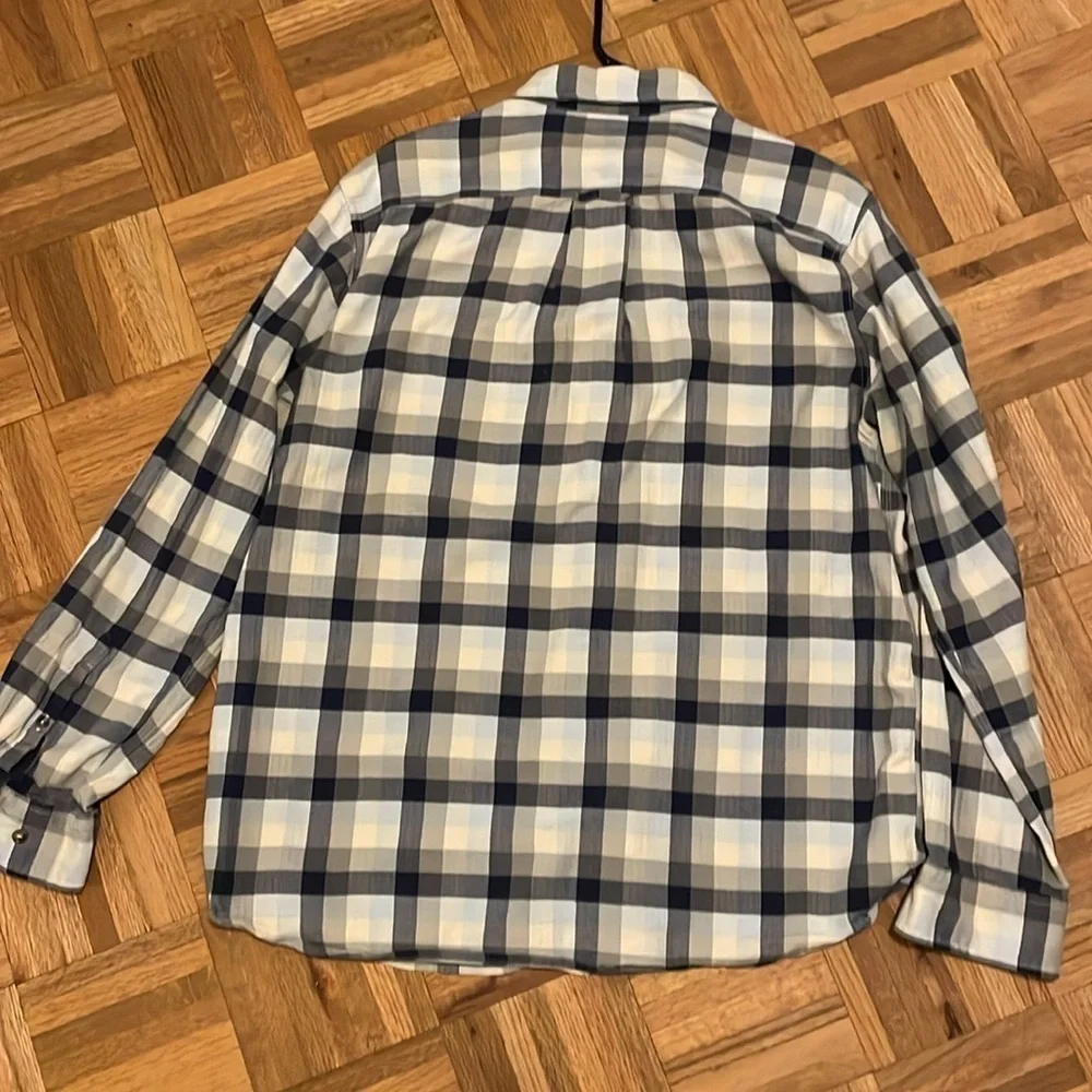 EUC The North Face blue plaid cotton shirt